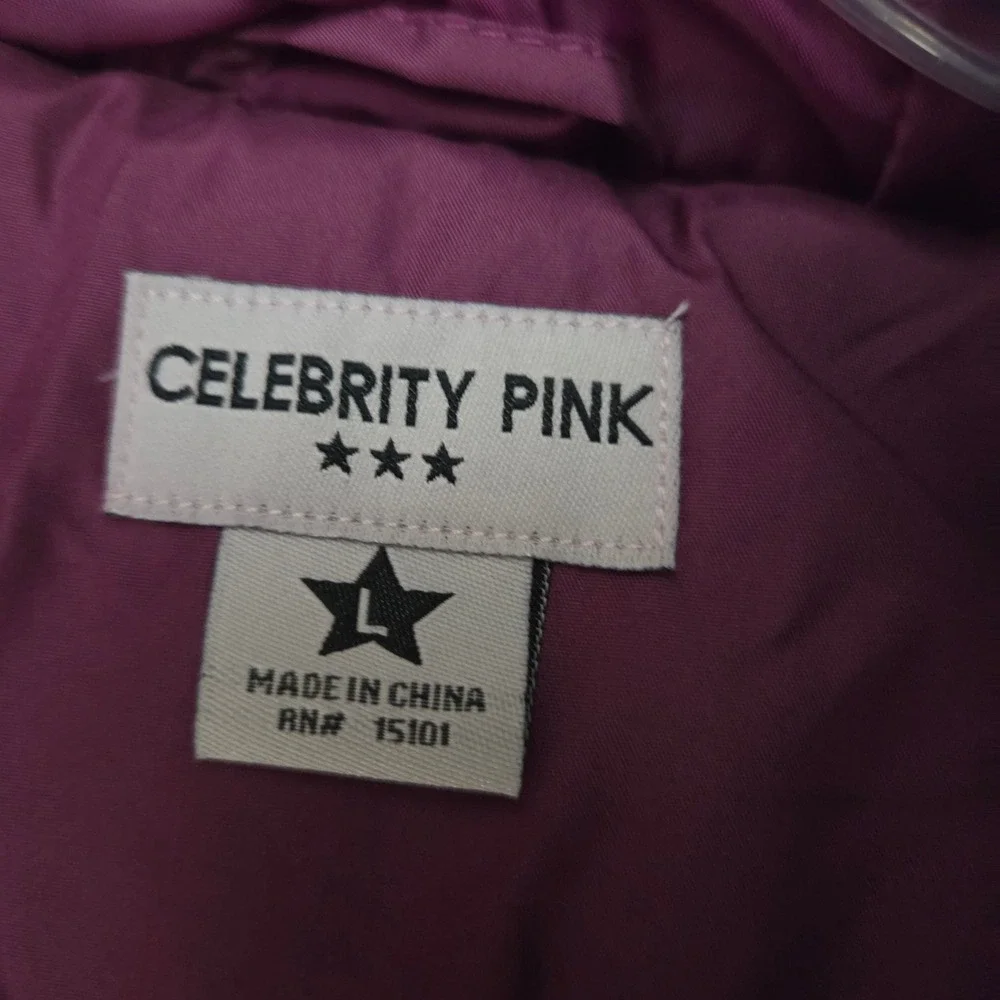 Celebrity Pink Girls Orchid Purple Faux Fur Hood Puffer Jacket Large NWT